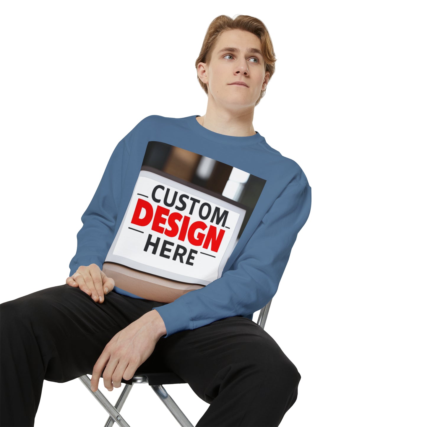 NAAMS Unisex Classic Fit Design Your Own Crewneck Garment-Dyed Sweatshirt - 9.5 oz 80% Cotton