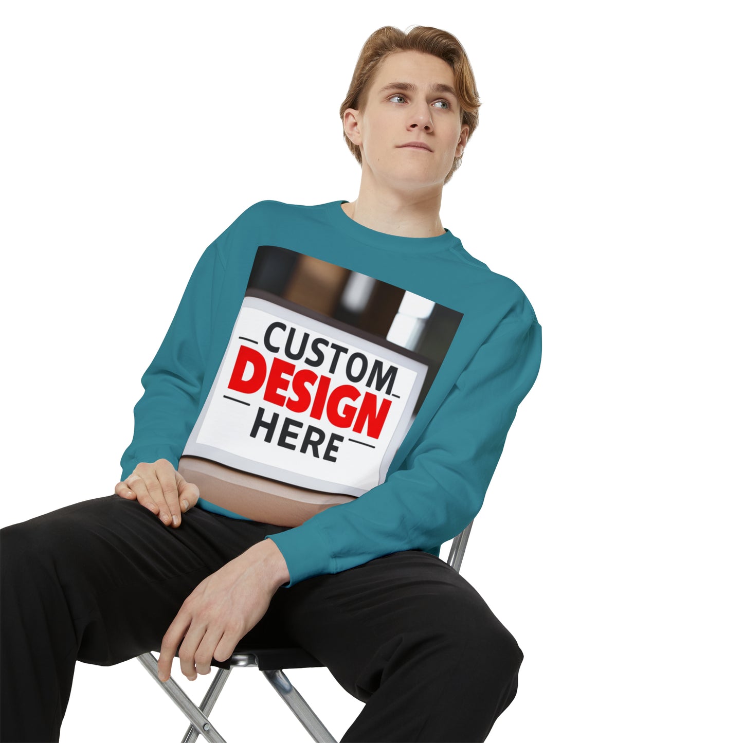 NAAMS Unisex Classic Fit Design Your Own Crewneck Garment-Dyed Sweatshirt - 9.5 oz 80% Cotton
