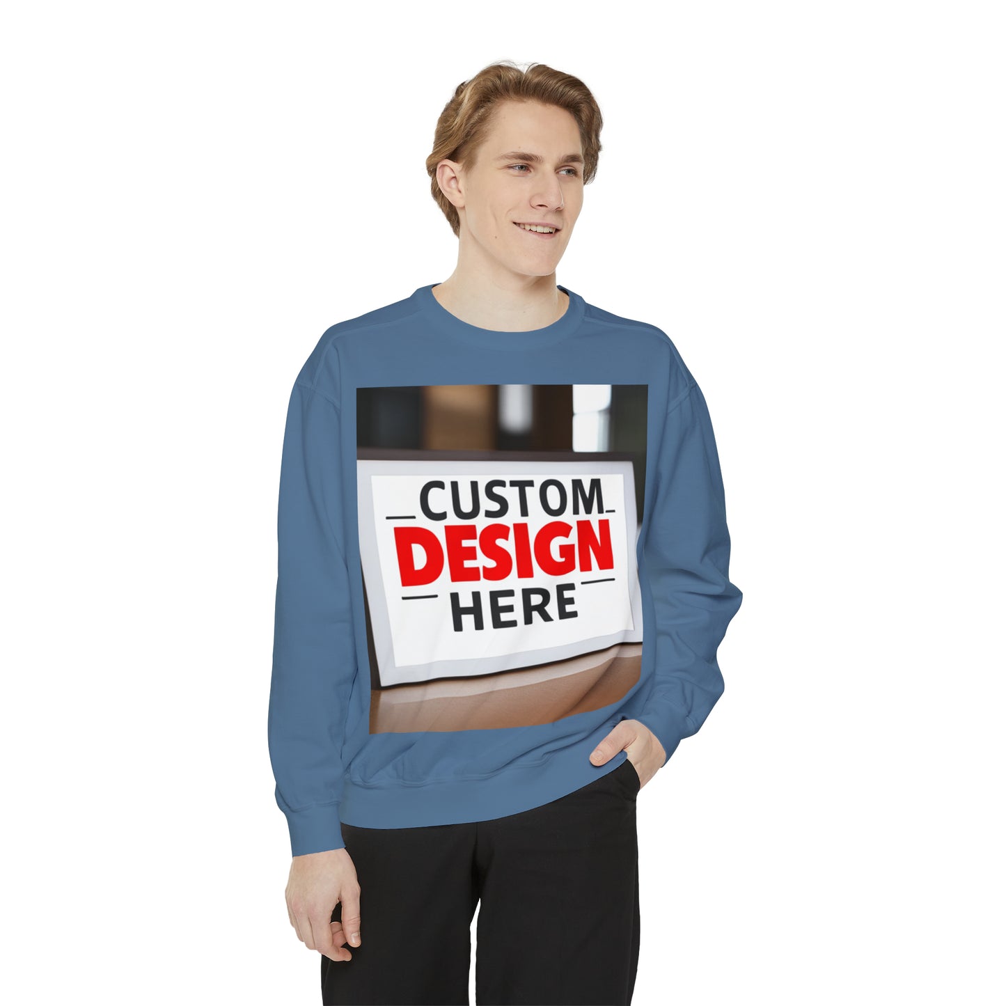 NAAMS Unisex Classic Fit Design Your Own Crewneck Garment-Dyed Sweatshirt - 9.5 oz 80% Cotton