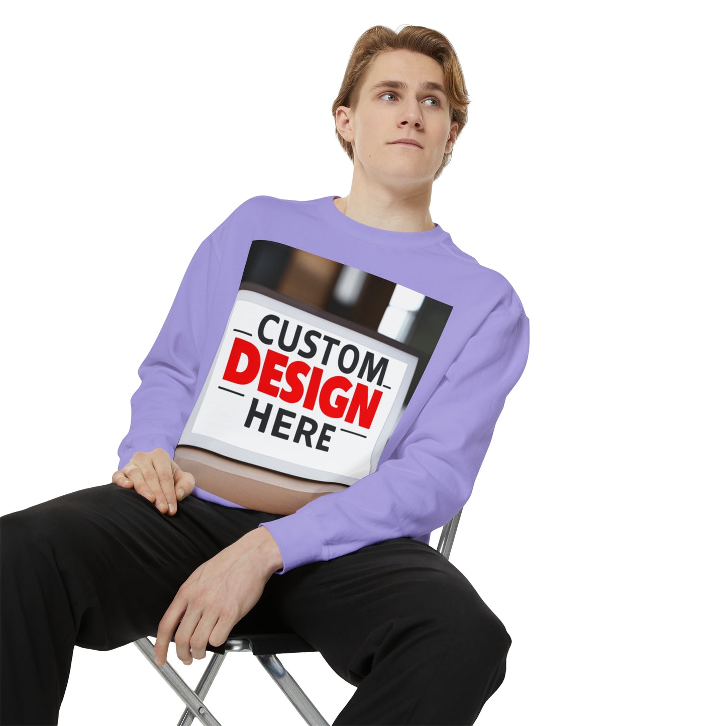 NAAMS Unisex Classic Fit Design Your Own Crewneck Garment-Dyed Sweatshirt - 9.5 oz 80% Cotton