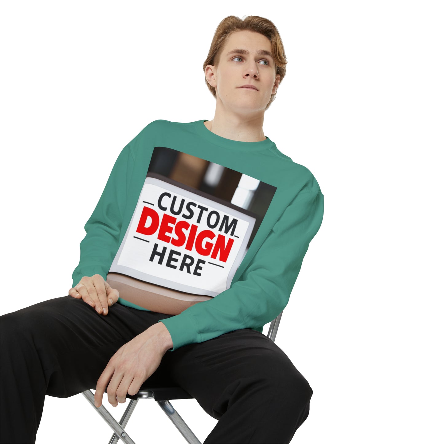 NAAMS Unisex Classic Fit Design Your Own Crewneck Garment-Dyed Sweatshirt - 9.5 oz 80% Cotton