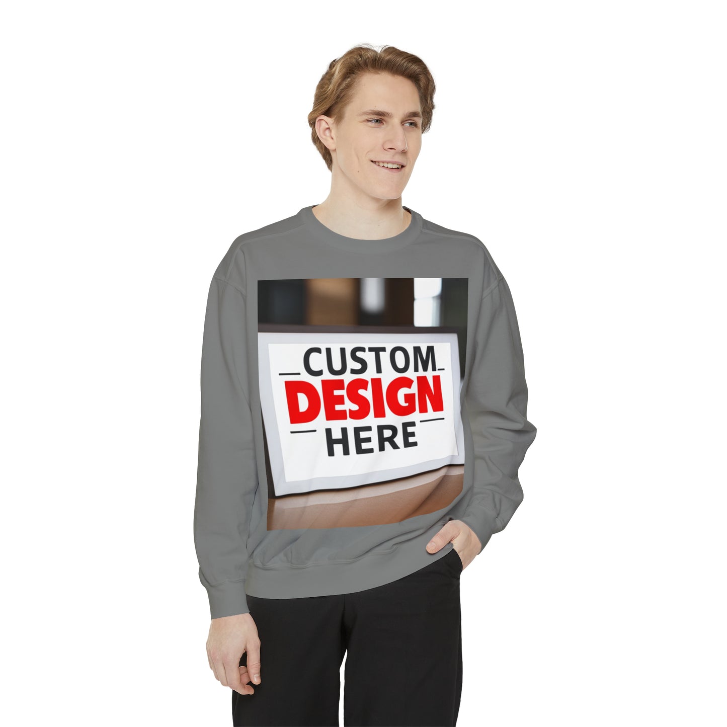 NAAMS Unisex Classic Fit Design Your Own Crewneck Garment-Dyed Sweatshirt - 9.5 oz 80% Cotton