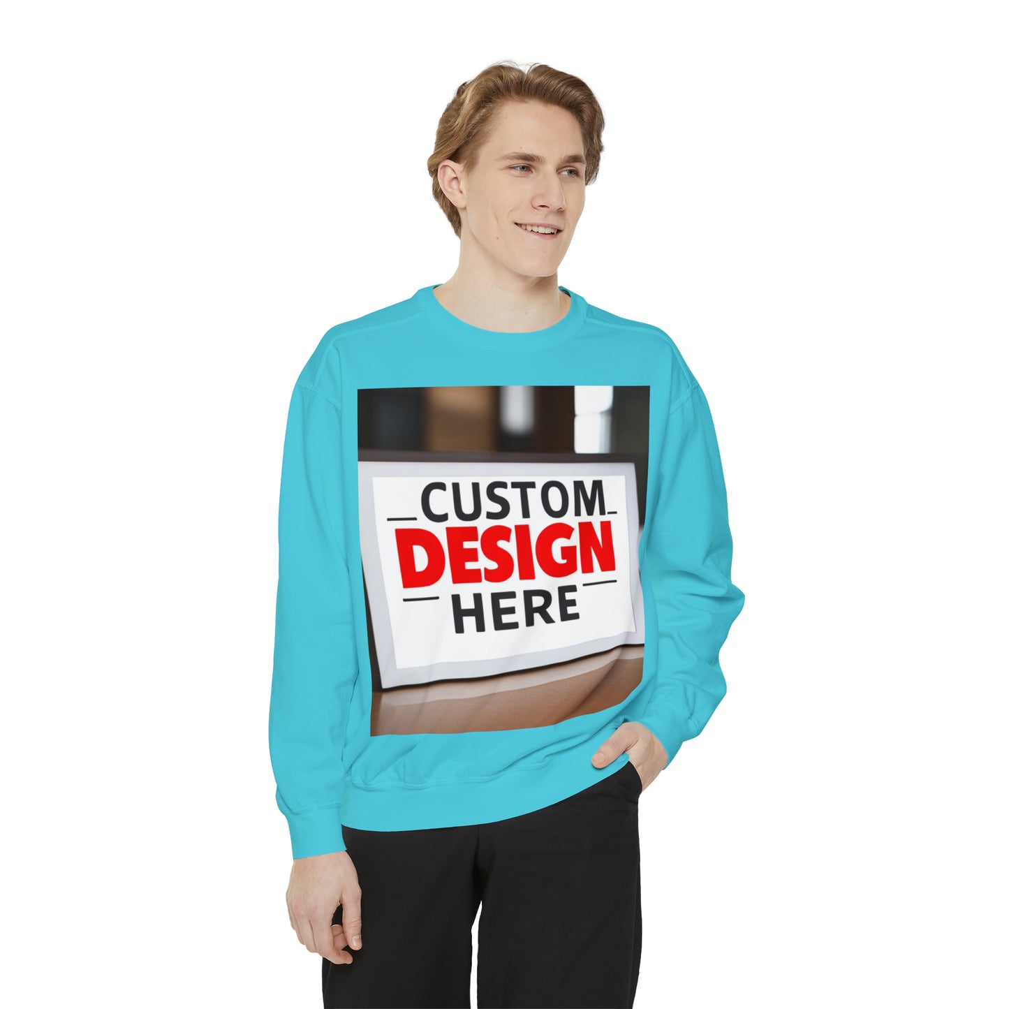 NAAMS Unisex Classic Fit Design Your Own Crewneck Garment-Dyed Sweatshirt - 9.5 oz 80% Cotton