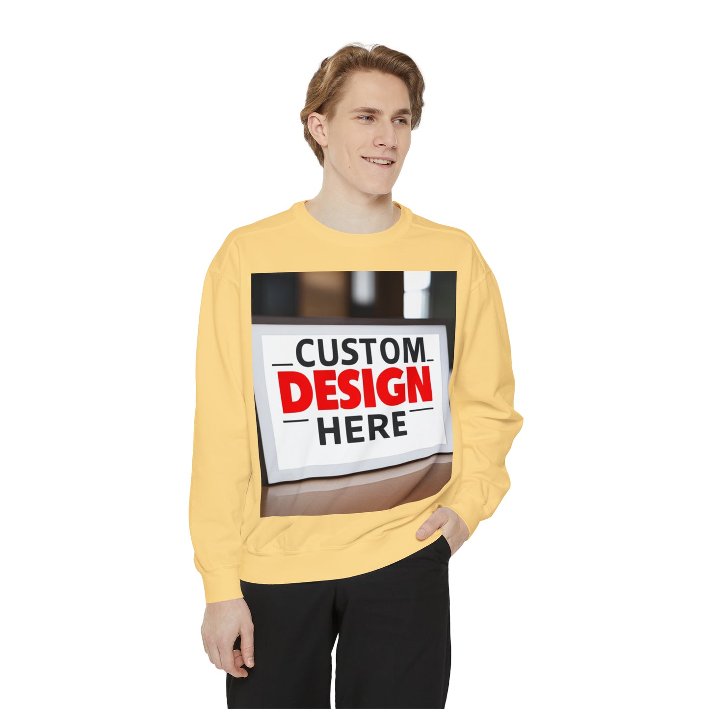 NAAMS Unisex Classic Fit Design Your Own Crewneck Garment-Dyed Sweatshirt - 9.5 oz 80% Cotton