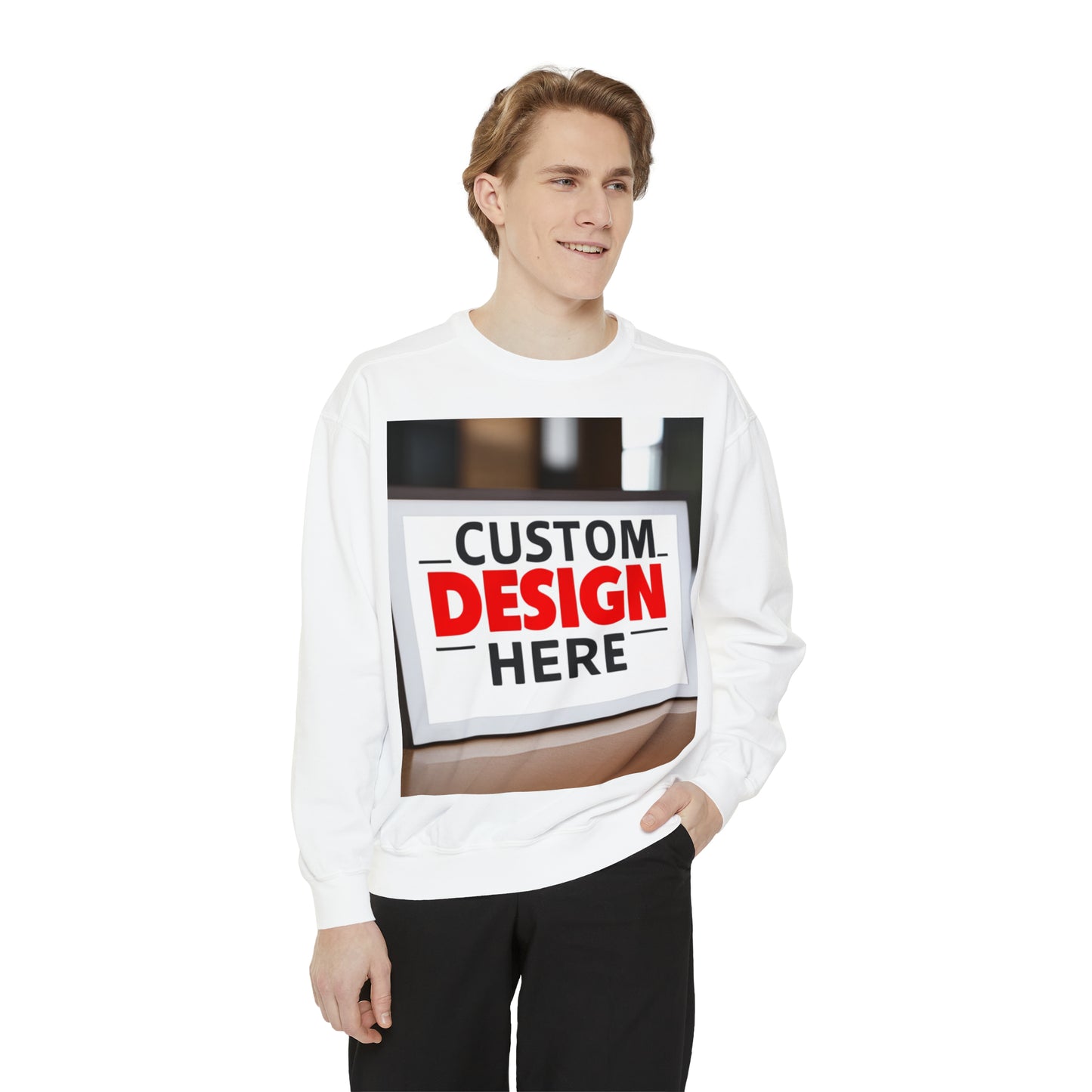 NAAMS Unisex Classic Fit Design Your Own Crewneck Garment-Dyed Sweatshirt - 9.5 oz 80% Cotton