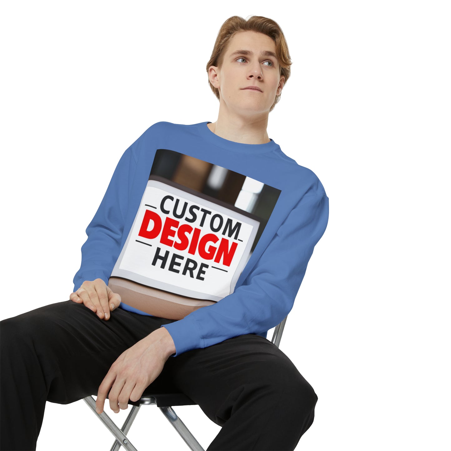 NAAMS Unisex Classic Fit Design Your Own Crewneck Garment-Dyed Sweatshirt - 9.5 oz 80% Cotton