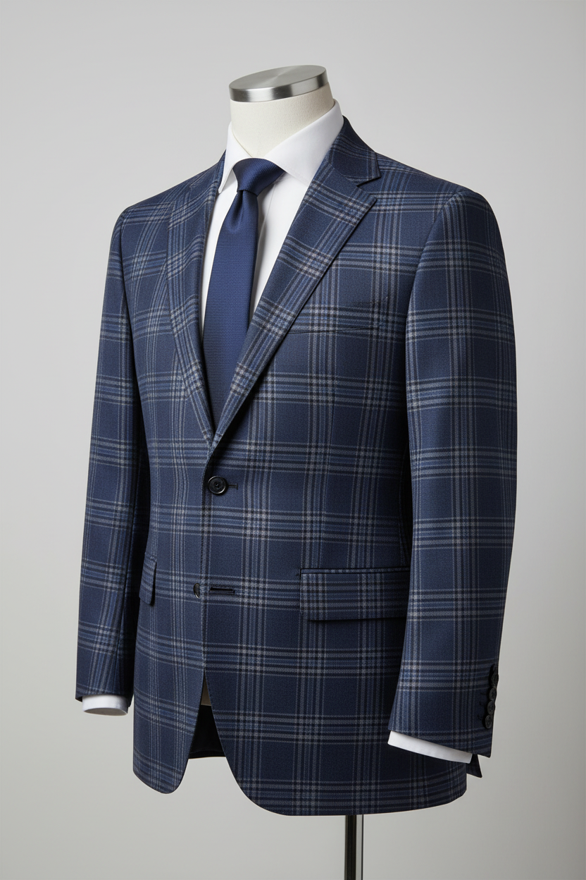 Biscay Blue Plaid Made To Measure Jacket - VBC0538_MTM_SJ