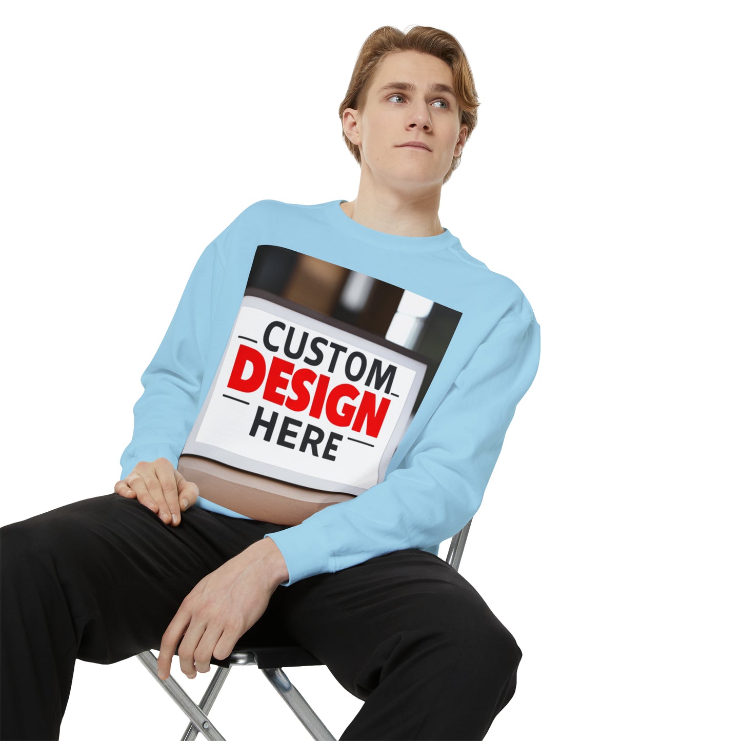 NAAMS Unisex Classic Fit Design Your Own Crewneck Garment-Dyed Sweatshirt - 9.5 oz 80% Cotton