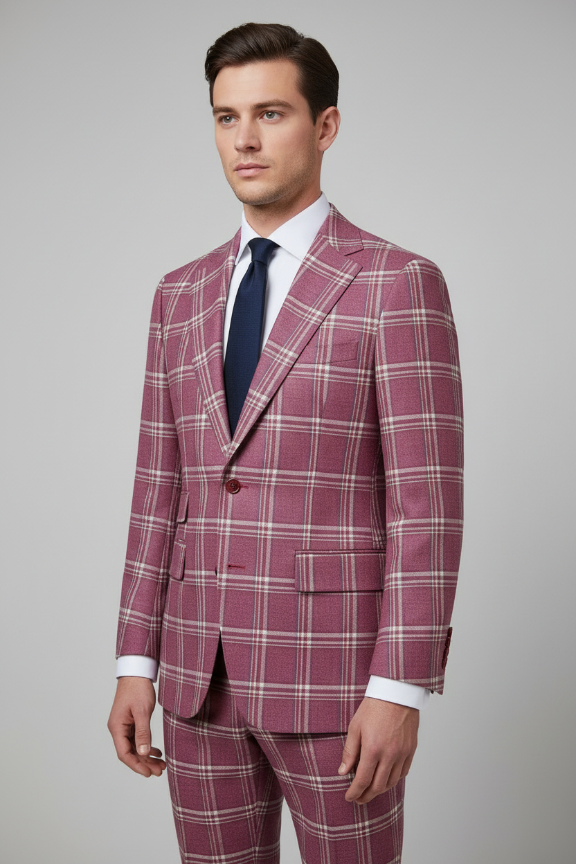 Cadillac Red Plaid Made To Measure Jacket - VBC0148_MTM_SJ