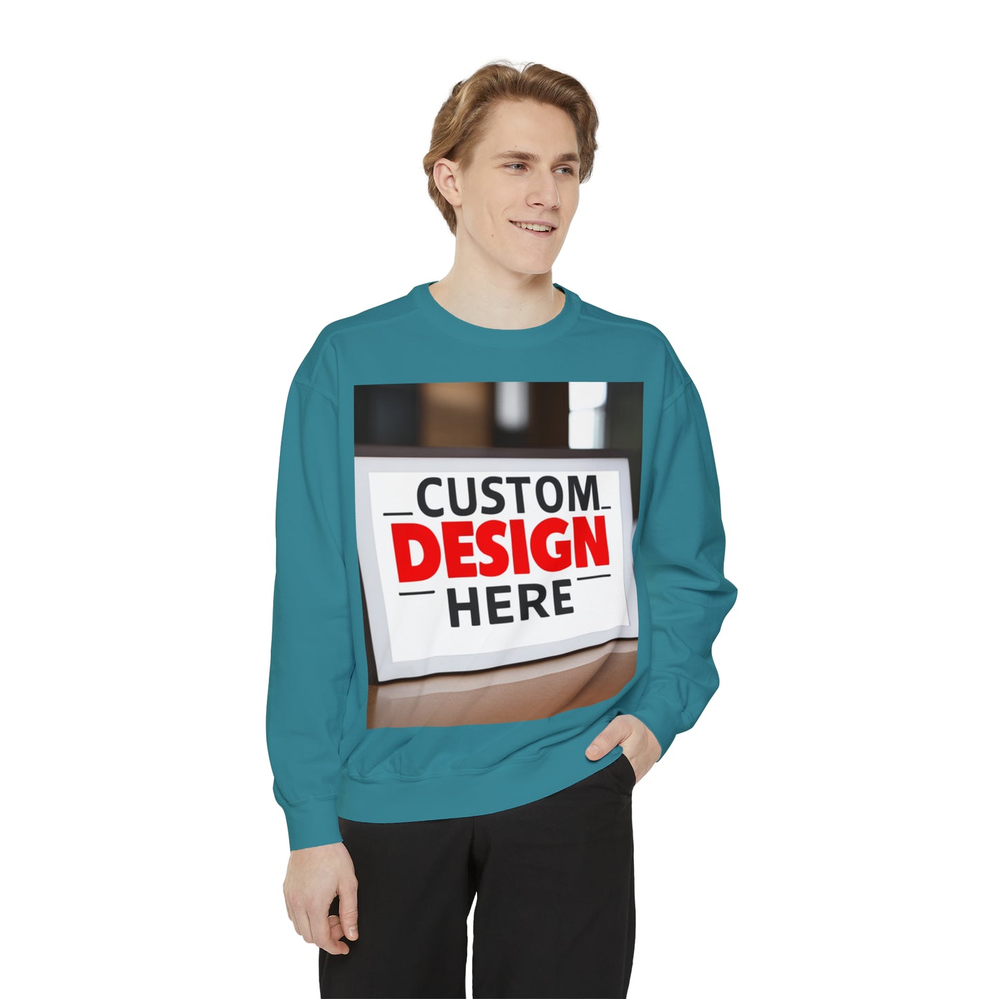 NAAMS Unisex Classic Fit Design Your Own Crewneck Garment-Dyed Sweatshirt - 9.5 oz 80% Cotton