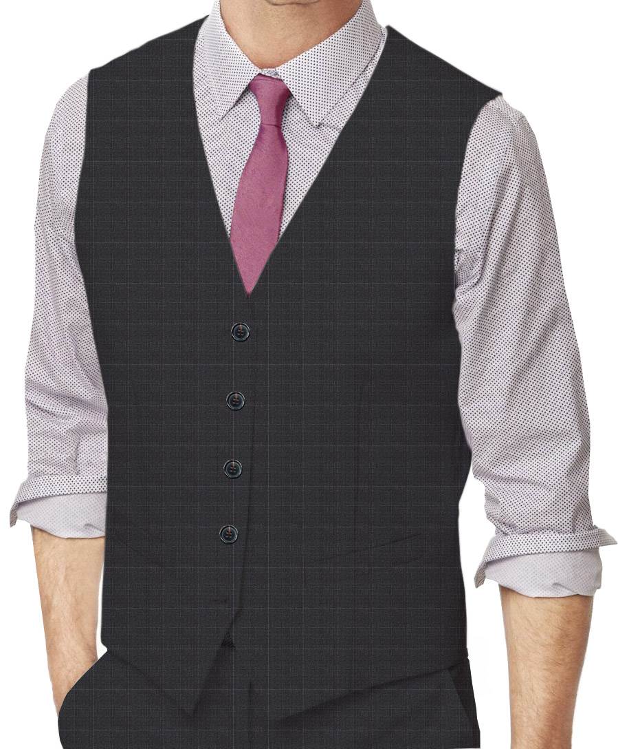 Windowpane Made To Measure Vest  - ET0246_MTM_SV