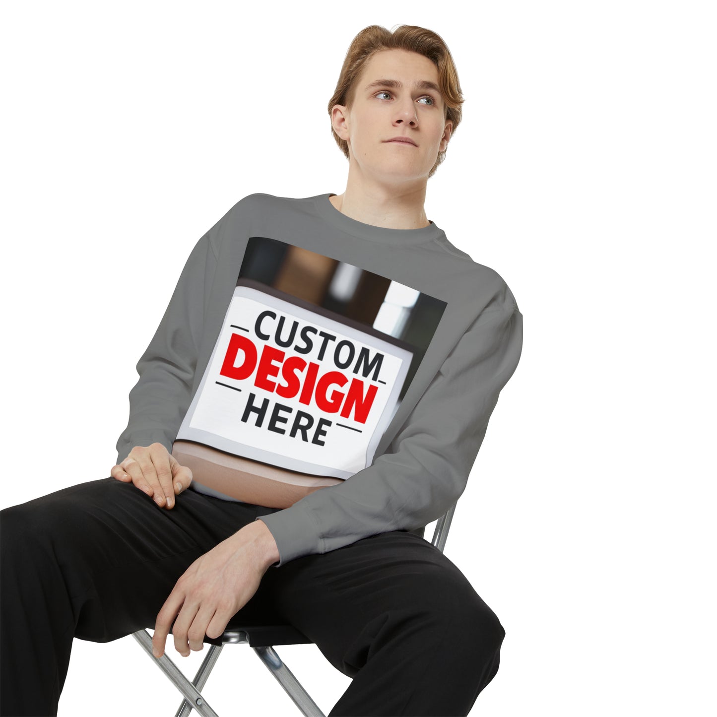NAAMS Unisex Classic Fit Design Your Own Crewneck Garment-Dyed Sweatshirt - 9.5 oz 80% Cotton