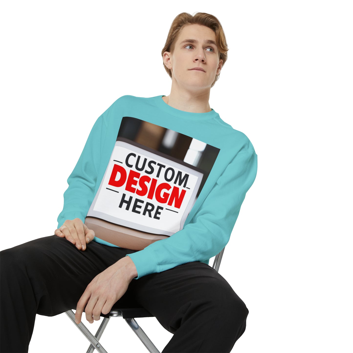 NAAMS Unisex Classic Fit Design Your Own Crewneck Garment-Dyed Sweatshirt - 9.5 oz 80% Cotton