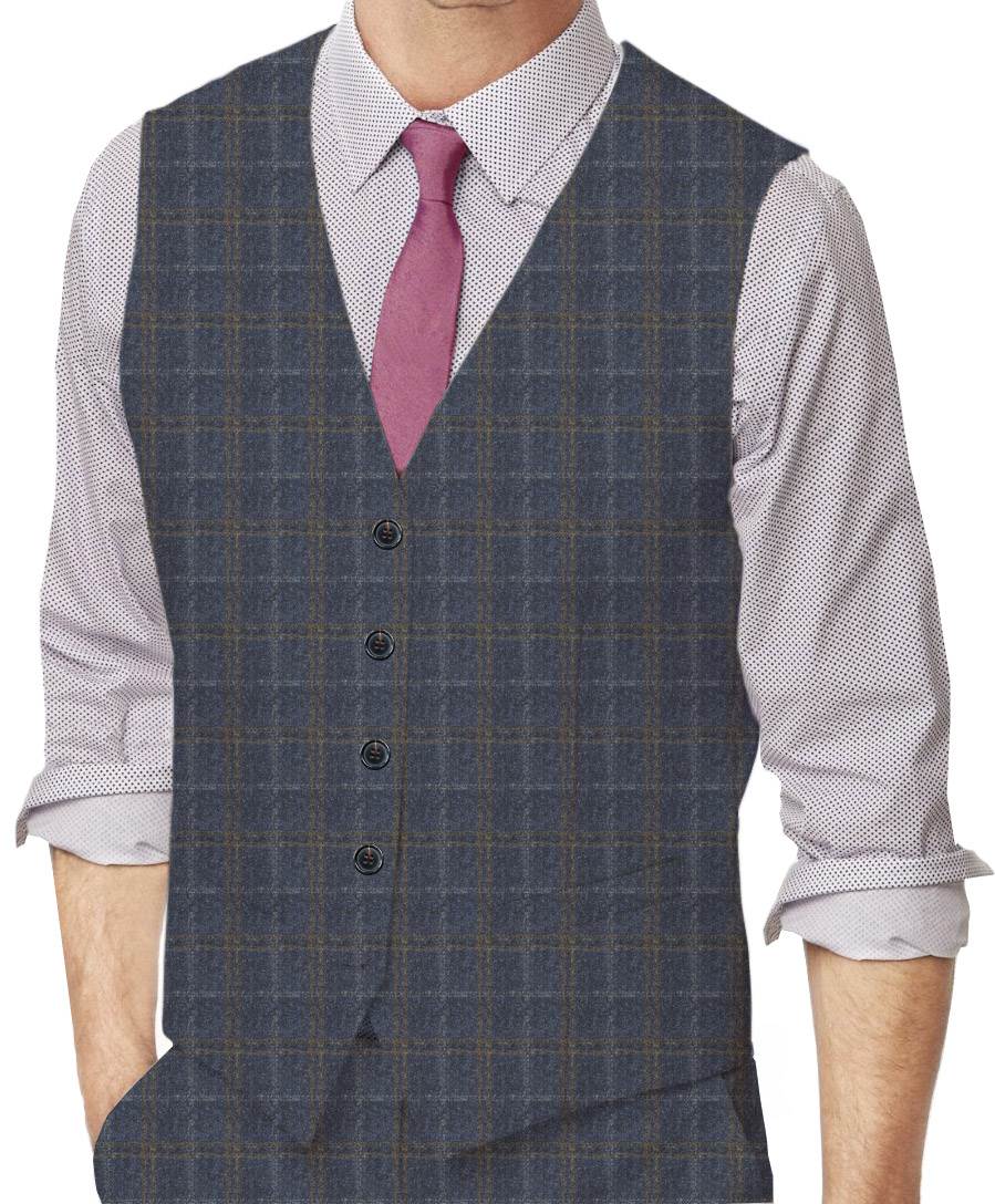 Windowpane Made To Measure Vest  - ET0195_MTM_SV