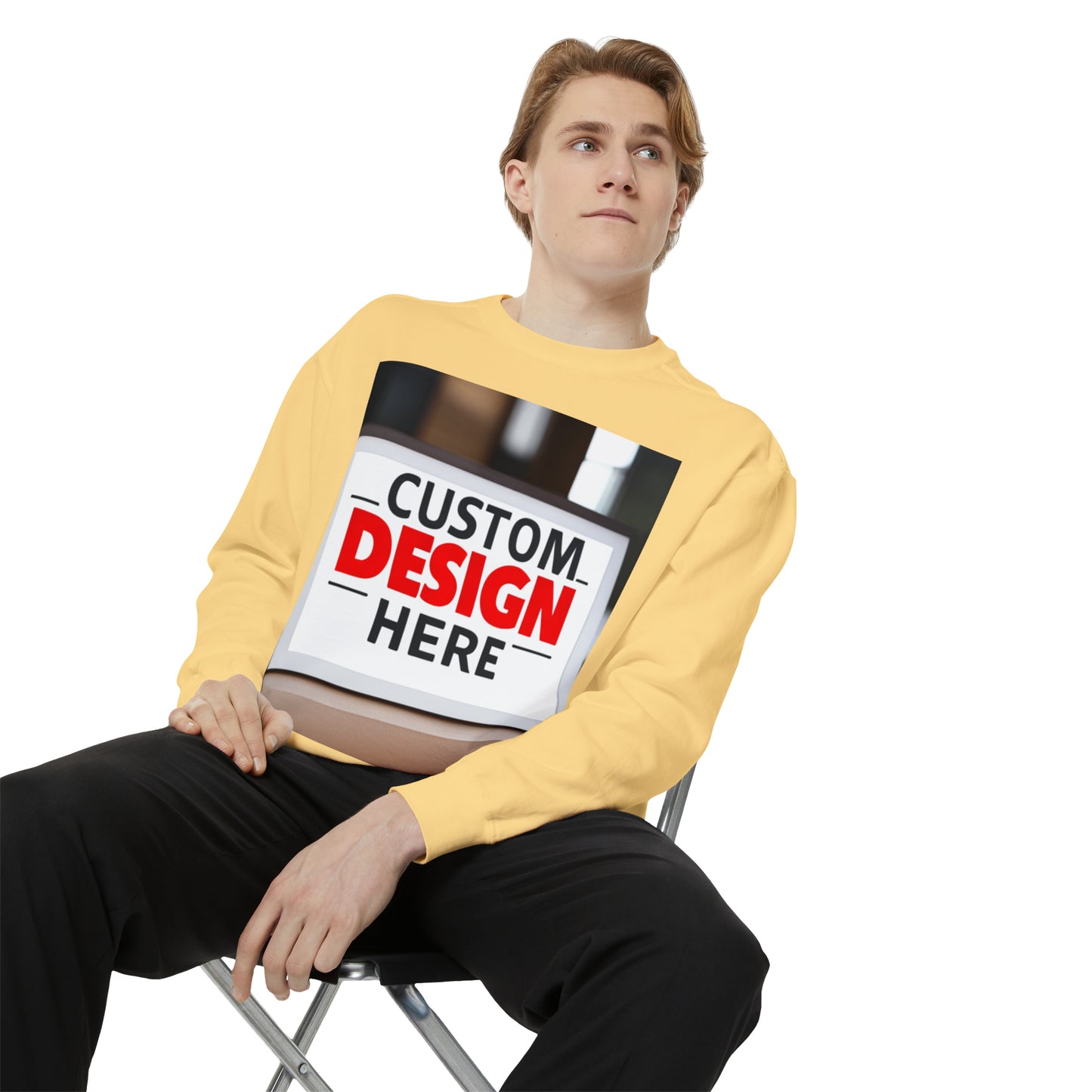 NAAMS Unisex Classic Fit Design Your Own Crewneck Garment-Dyed Sweatshirt - 9.5 oz 80% Cotton