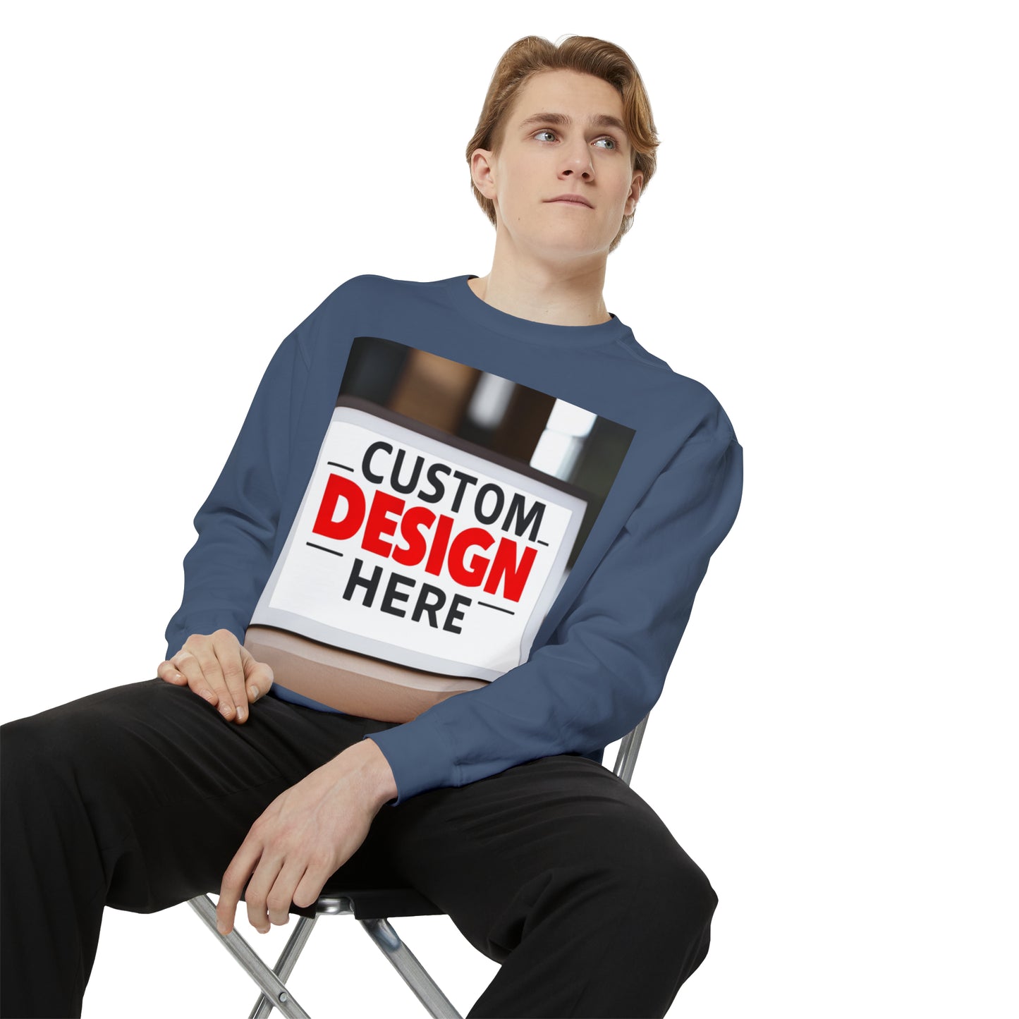 NAAMS Unisex Classic Fit Design Your Own Crewneck Garment-Dyed Sweatshirt - 9.5 oz 80% Cotton