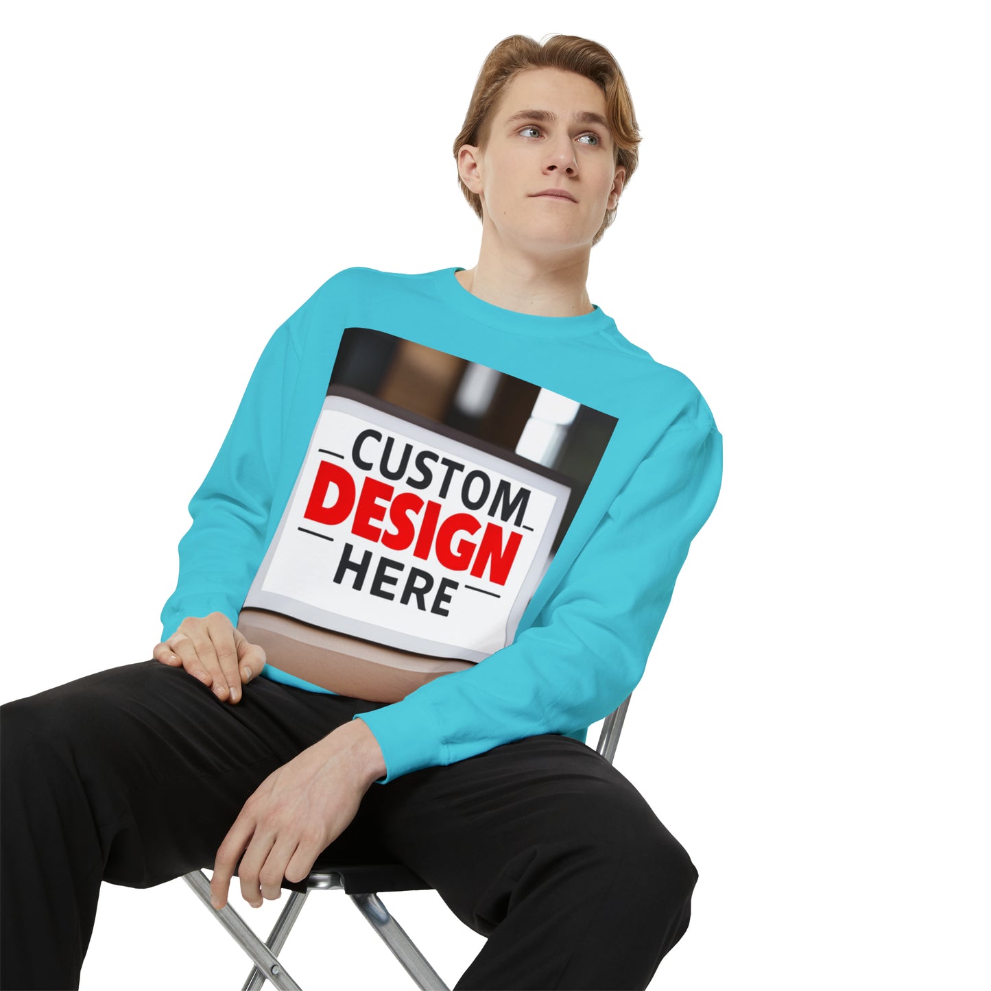 NAAMS Unisex Classic Fit Design Your Own Crewneck Garment-Dyed Sweatshirt - 9.5 oz 80% Cotton