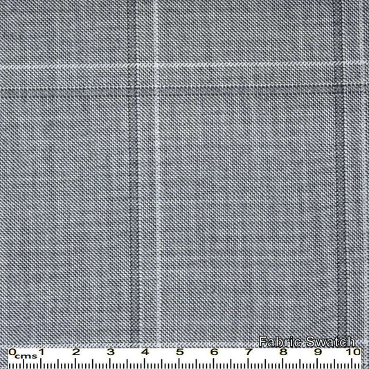 Aluminium Grey Windowpane Made To Measure Vest - VBC0360_MTM_SV