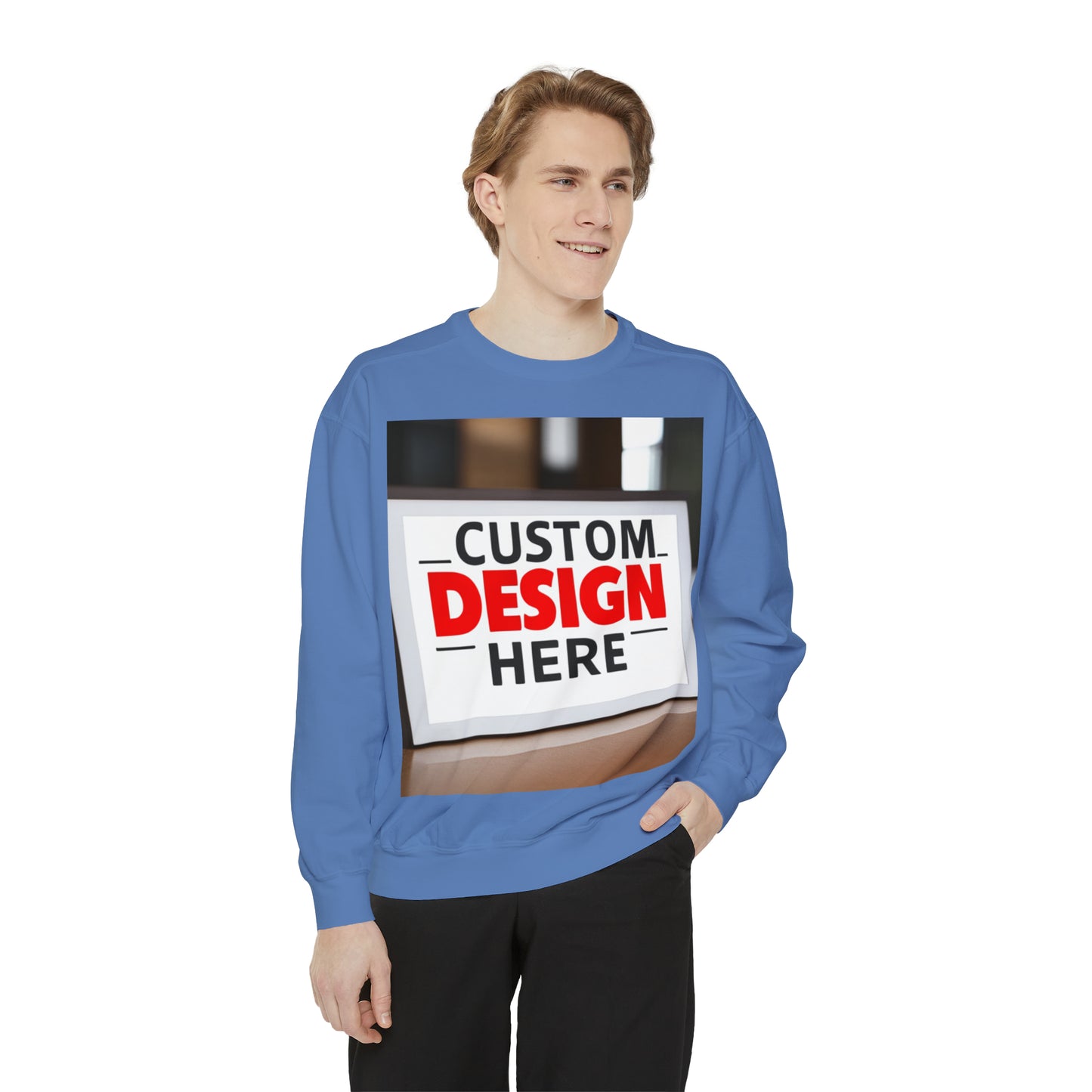 NAAMS Unisex Classic Fit Design Your Own Crewneck Garment-Dyed Sweatshirt - 9.5 oz 80% Cotton