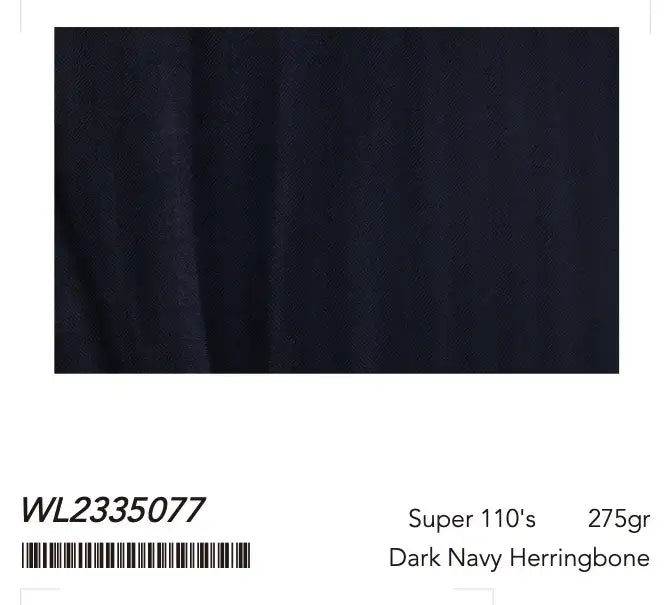 Dark Navy Herringbone Super 110’s Wool Suit – 275g Refined Tailoring
