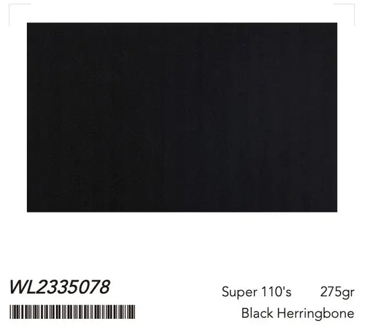 Jet Black Herringbone Super 110βs Wool Suit β 275g Precision Tailoring