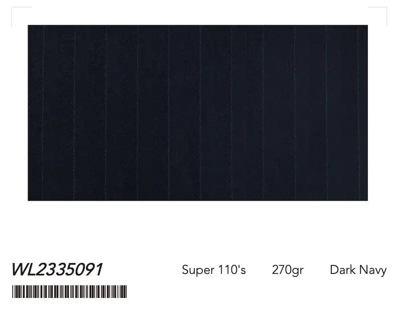 Dark Navy Herringbone Pinstripe Super 110’s Wool Suit – 270g Refined Tailoring
