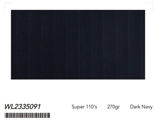 Dark Navy Herringbone Pinstripe Super 110âs Wool Suit â 270g Refined Tailoring