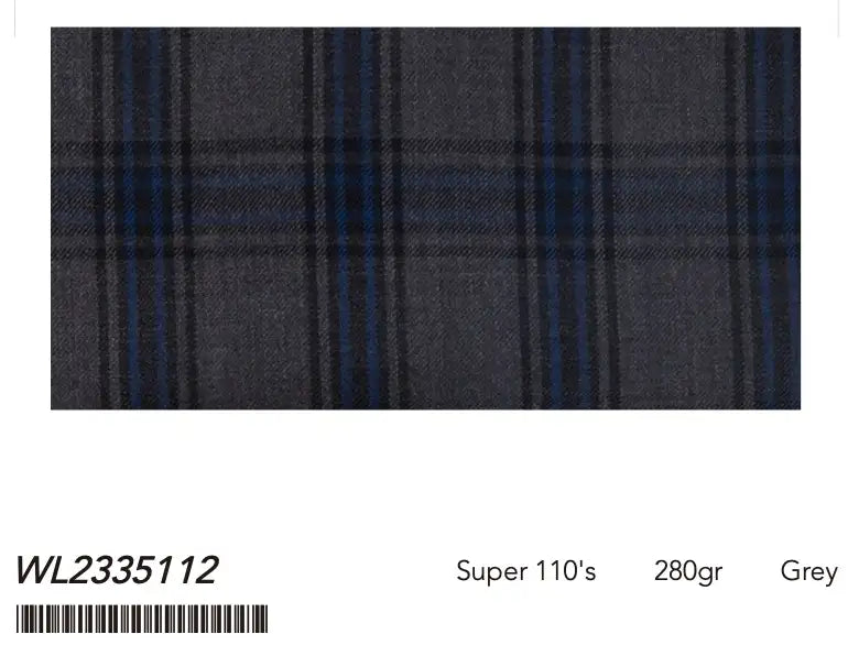 Grey Blue Windowpane Super 110’s Wool Suit – 280g Modern Tailoring