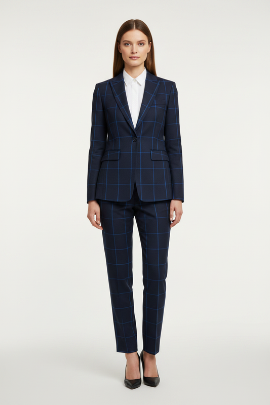 Blue Large Windowpane Check Super 110's Wool â 280g | Premium Suiting & Tailoring Wool