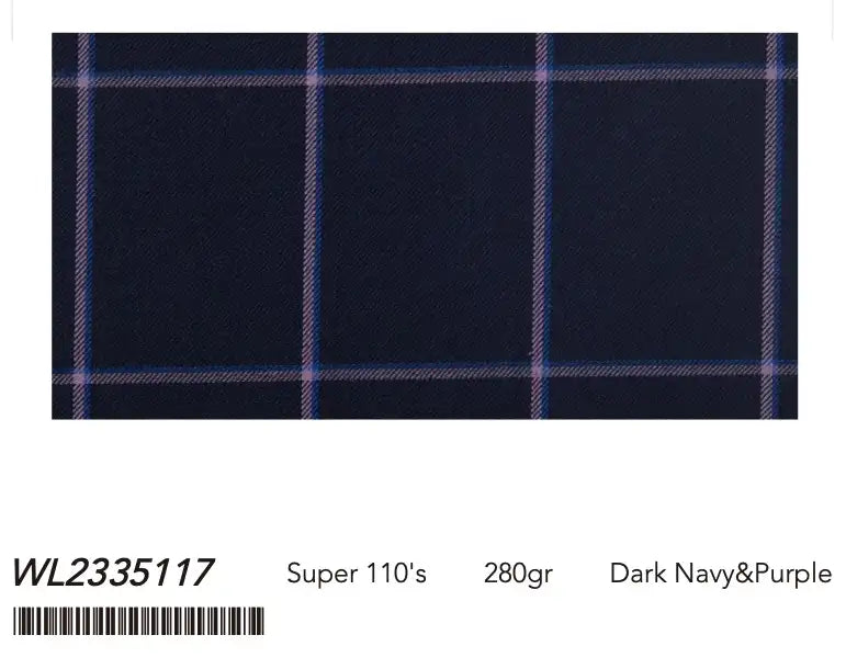 Dark Navy & Purple Windowpane Super 110’s Wool Suit – 280g Luxury Tailoring