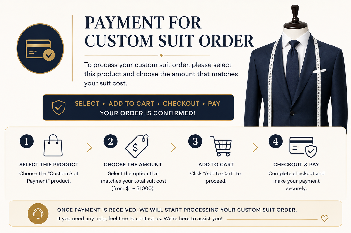 Custom Suit Payment