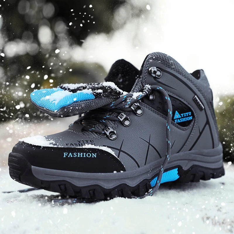 Men's Winter Snow Boots: Waterproof Leather Sneakers for Outdoor Hiking and Work - Super Warm, Available Sizes 39-47, Collection 2 - 8 Colors