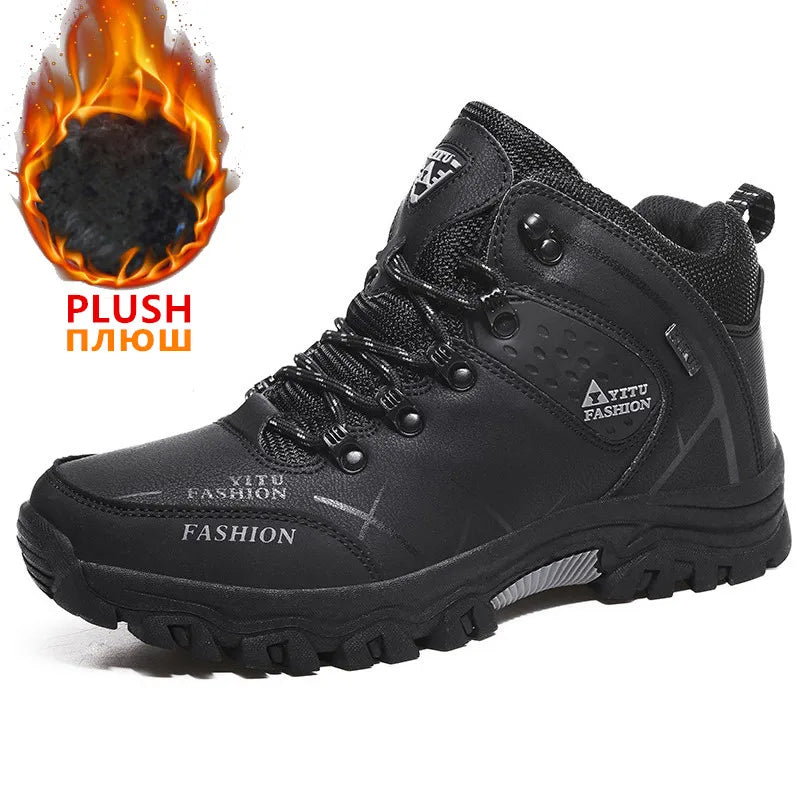 Men's Winter Snow Boots: Waterproof Leather Sneakers for Outdoor Hiking and Work - Super Warm, Available Sizes 39-47, Collection 2 - 8 Colors