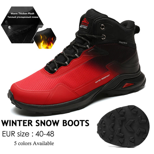 Men's Winter Boots: Snow Hiking Sneakers, Water Resistant Mid Ankle Work Casual Hiker Trekking Outdoor Anti Slip Waterproof Shoes - Available in 5 Colors