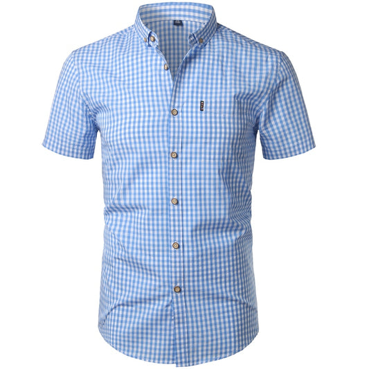 Men's Cotton Casual Dress Shirts Button Down Slim Fit  Short Sleeve Shirt (9 Styles)