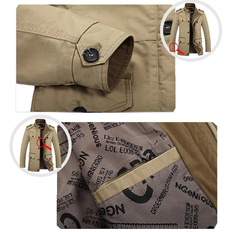 Men's Washed Cotton Classic Windbreaker Casual Long Trench Coat (6 Colors)