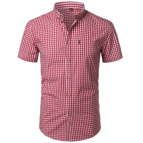 Men's Cotton Casual Dress Shirts Button Down Slim Fit Short Sleeve Shirt (9 Styles)
