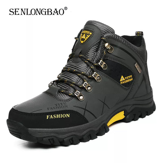 Men's Winter Snow Boots: Waterproof Leather Sneakers for Outdoor Hiking and Work - Super Warm with Plush Lining, Available Sizes 39-47, Collection 1 - 8 Colors