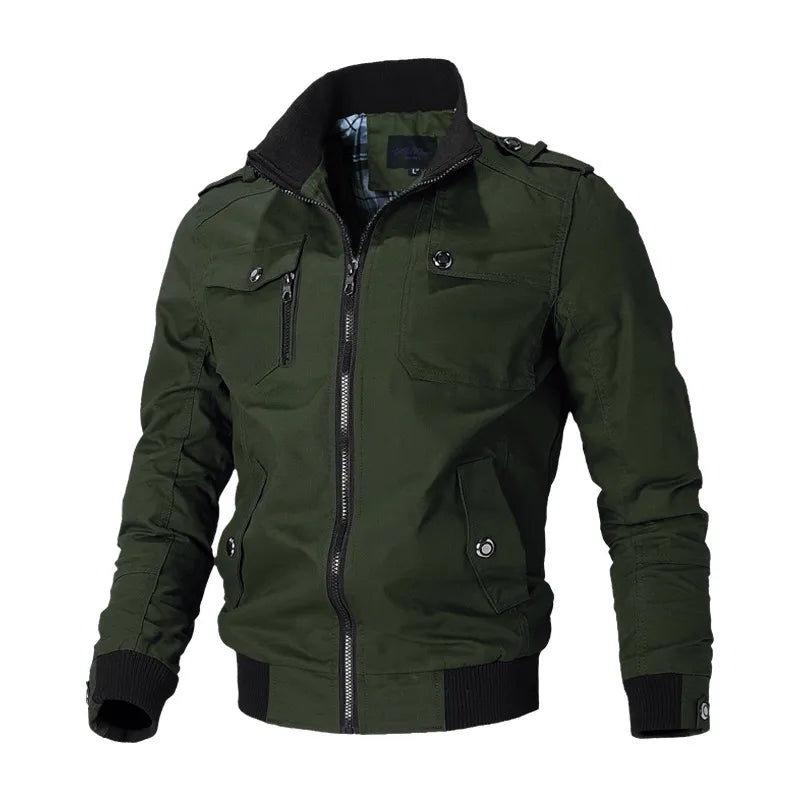 Men's Slim New Stand Up Casual Fashion Outer Military Bomber Jacket (5 Colors)