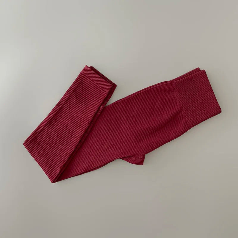 Women's Ribbed High Waisted Seamless Tummy Control Yoga Pants in 6 Chic Colors