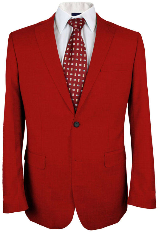 100% Cashmere  Fire Engine Red Plain Made To Measure Jacket  - CER0061_MTM_SJ