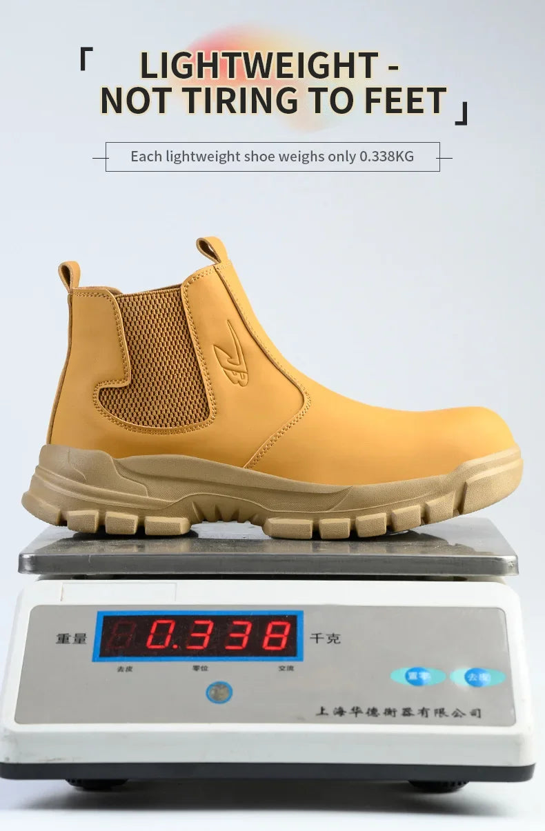 Waterproof Safety Wrok Boots For Men Steel Toe Cap Lightweight Indestructible Industry Chelsea Boots Puncture-Proof Footwear