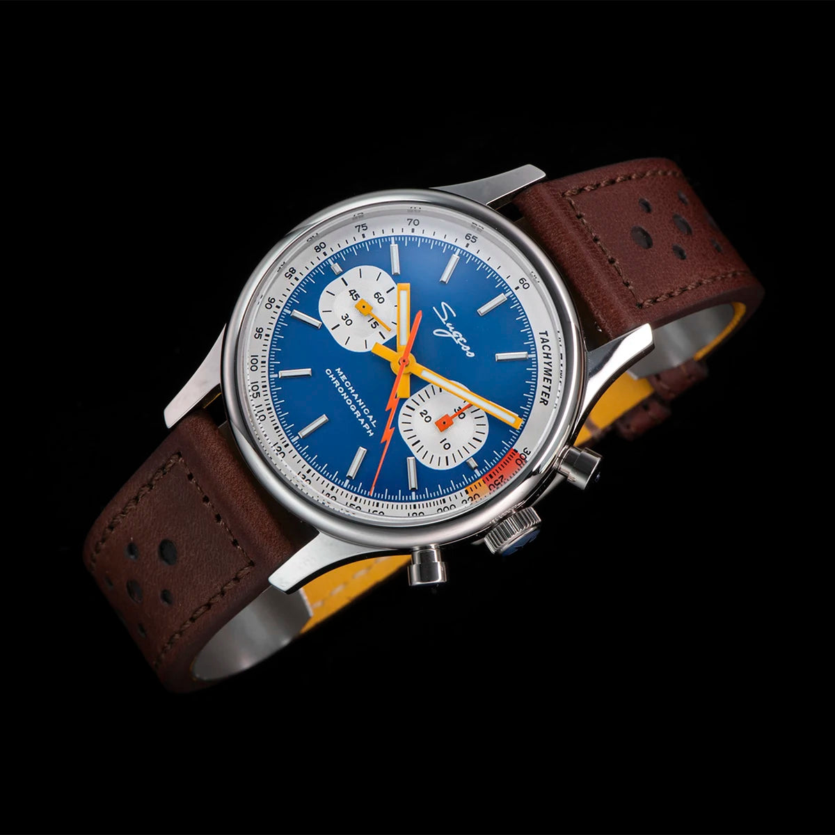 Sugess 1963 Pilot Watch Mens Chronograph Mechanical Wristwatches Original ST1901 Swanneck Movement Sapphire Crystal Racing 2022