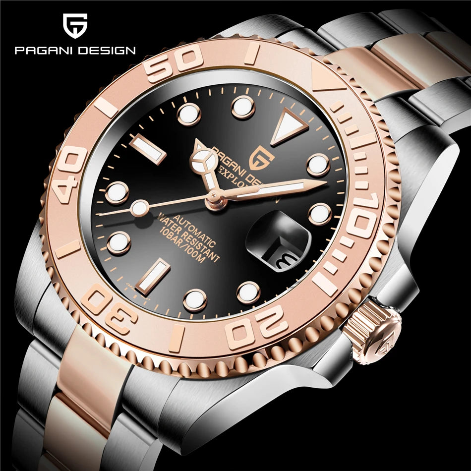 PAGANI DESIGN 2024 New NH35 Movement Ceramic Bezel Men Mechanical Wristwatches Fashion Sapphire Glass Diving Automatic Watches