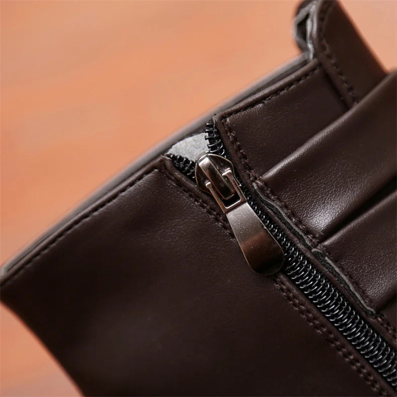 Luxury Leather Chelsea Boots Men Designer White Dress Boots Men Casual High top Buckle Strap Formal Shoes Men Motorcycle Boots