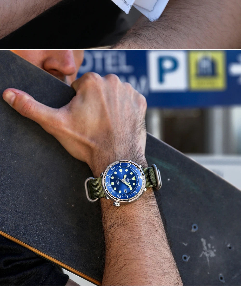 ADDIESDIVE Automatic Mechanical Watch Male American Stainless Steel Scratch Proof Waterproof Diving Watch Business Leisure Watch