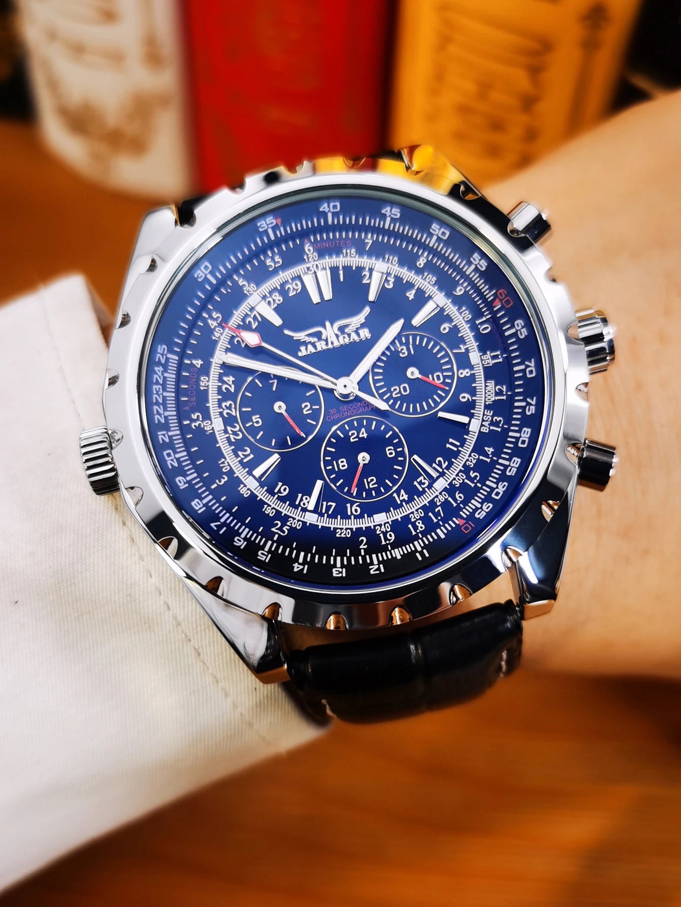 JARAGAR Sports Mens Watches Top Brand Luxury Automatic Mechanical Watch for Men Silver Stainless Steel Strap Military Wristwatch