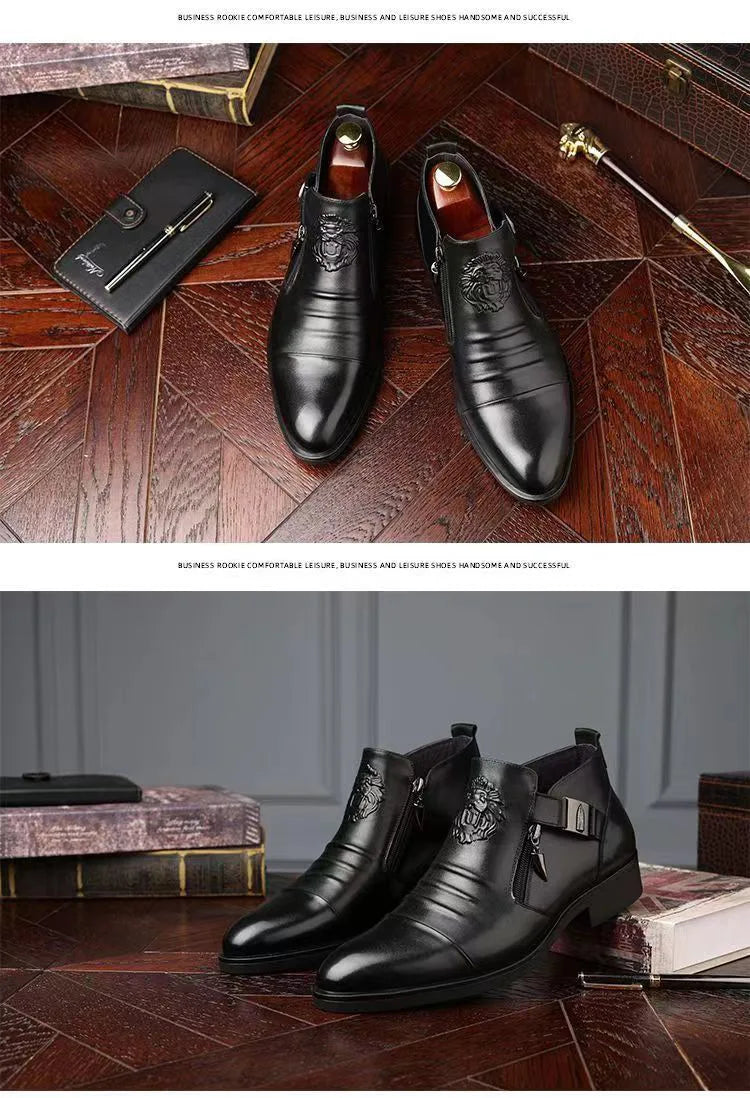 Autumn High Quality Men Ankle Boots Plus Size 48 Male Dress Boots Pointed Toe Business Casual Leather Shoes Men Chelsea Boots