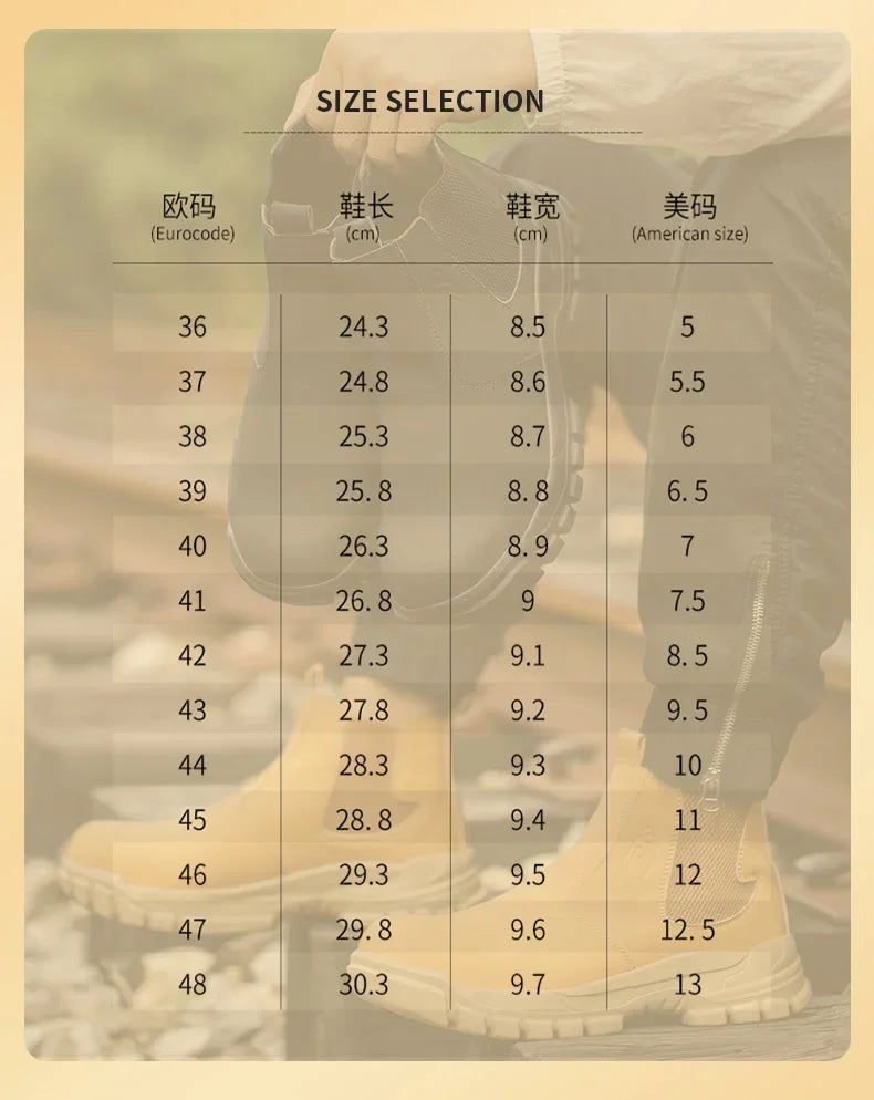 Waterproof Safety Wrok Boots For Men Steel Toe Cap Lightweight Indestructible Industry Chelsea Boots Puncture-Proof Footwear