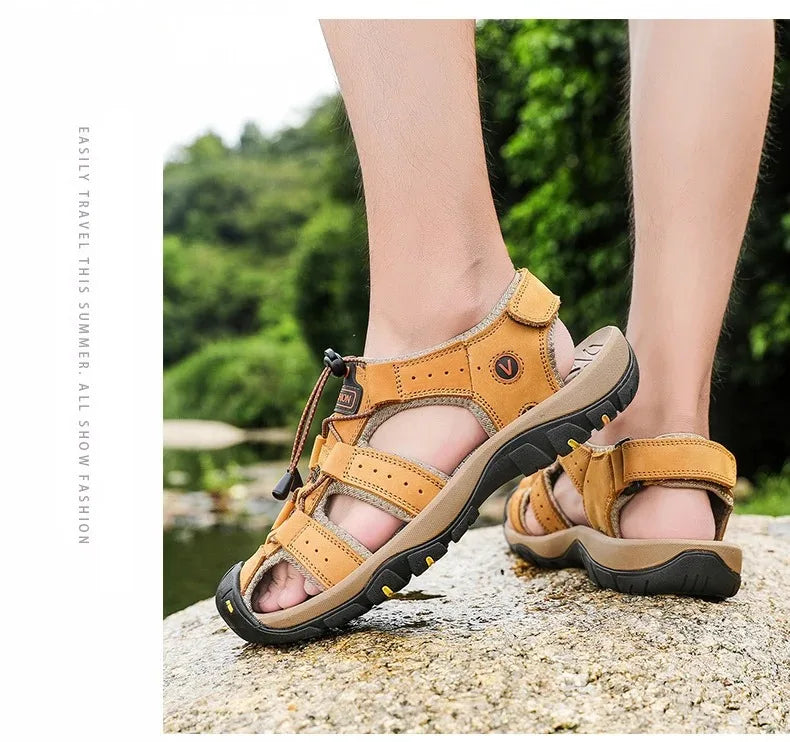 2024 Leather Men Shoes Summer New Large Size Men's Sandals Men Sandals Fashion Sandals Slippers Big Size 38-47 